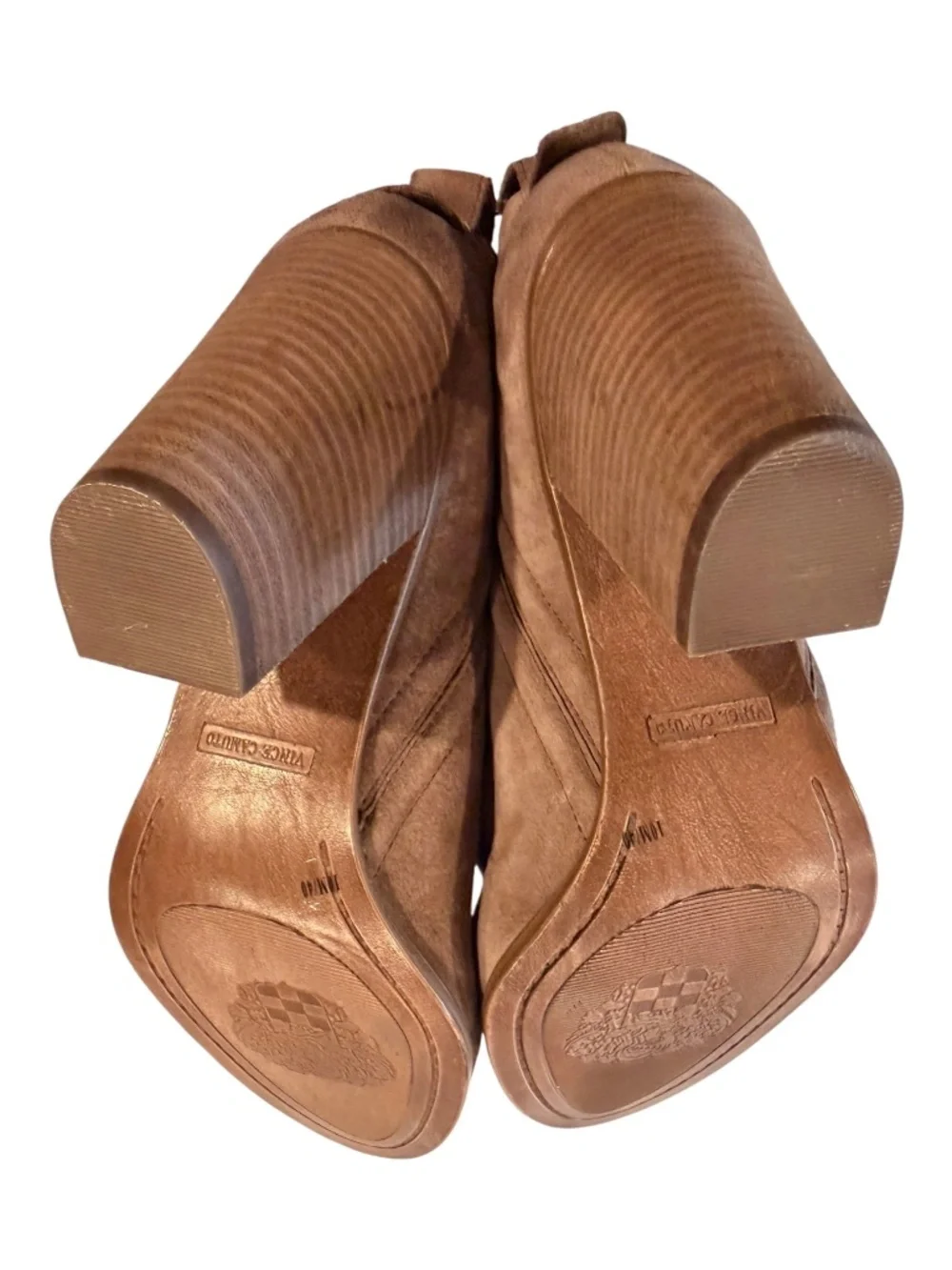 Vince Camuto Francis Suede Booties Brown Stacked Heel Size 10